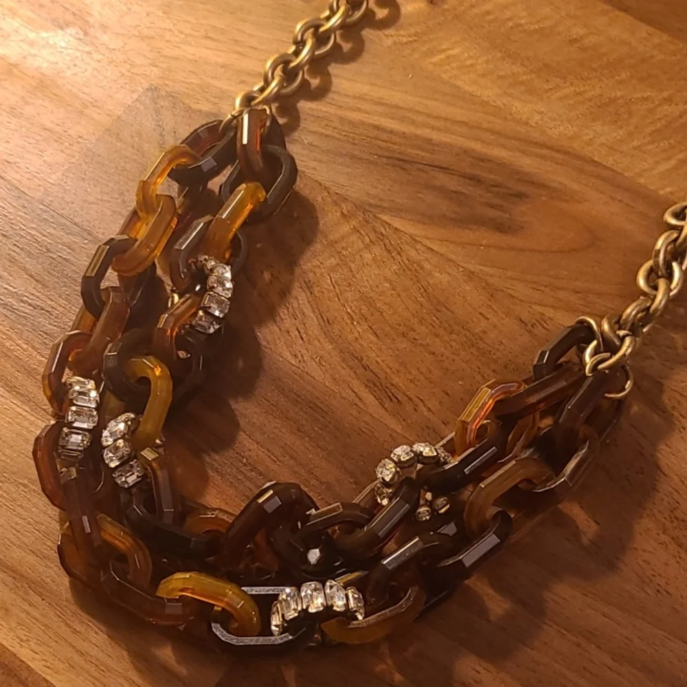 J. Crew Chain Link and Crystal Necklace